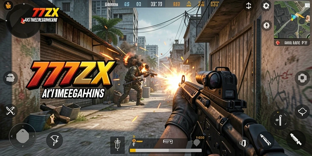 Screenshot menunjukkan aksi menegangkan dan grafis menawan dari gameplay FPS.