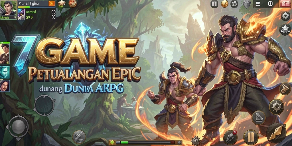 Tangkapan layar menampilkan aksi seru dalam 7GAME dengan karakter dan monster berperang.