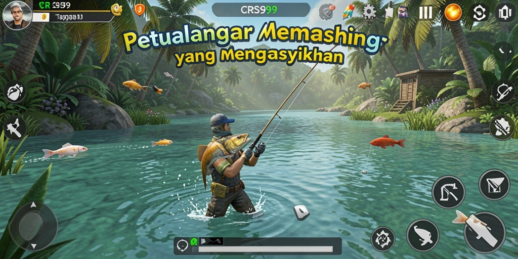 Tampilan gameplay CRS99 dengan pengalaman memancing yang seru.