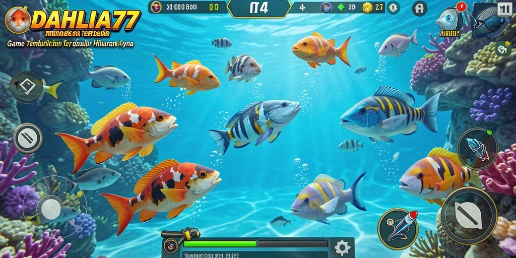 Tampilan menembak ikan yang seru dalam DAHLIA77.