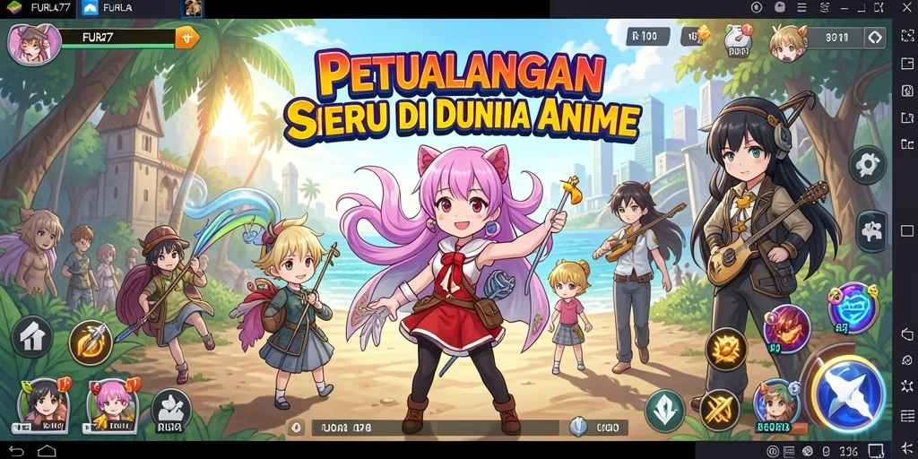 Tampilan gameplay seru FURLA77 dengan karakter anime.