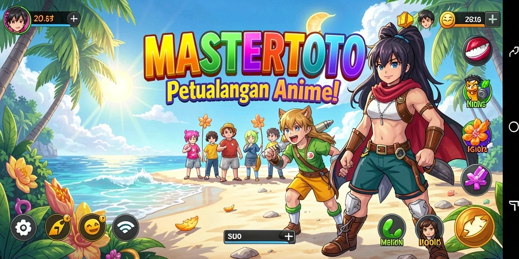 Tampilan gameplay seru di MASTERTOTO dengan karakter anime menarik.