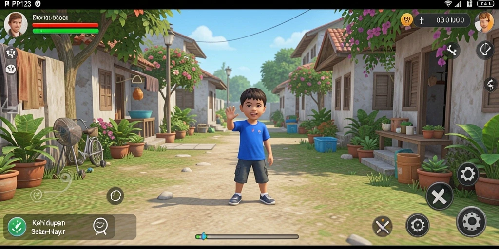 Tangkapan layar gameplay PP123 yang menggambarkan interaksi karakter.