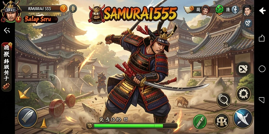 Tampilan gameplay seru dari SAMURAI555 dengan lintasan balapan yang menantang.
