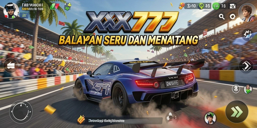 Gameplay menarik dari XXX777 dengan mobil balap dan lintasan yang menantang.